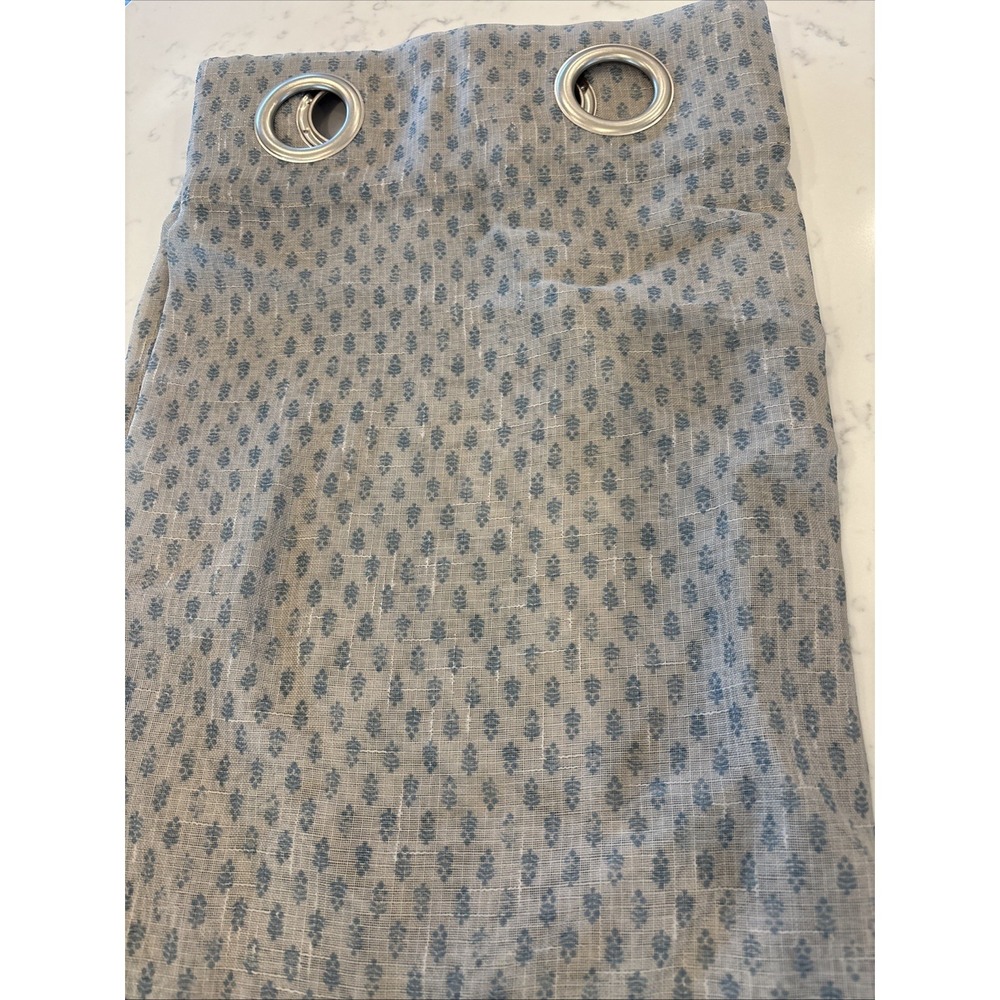 Sonoma Grommet Curtain Panels (2) Sheer Beige Green Leafs 84"L Modern Farmhouse